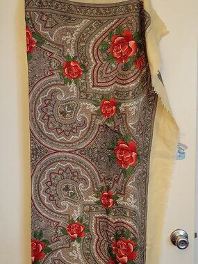 Luca Castellani Women Multicolor Paisley Floral Fringe Scarf Wrap 45" L, 46" W